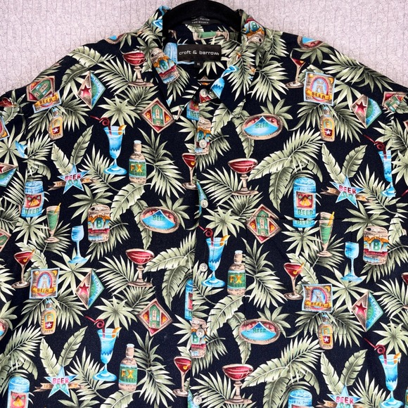 Vintage Tropical Hawaiian Cocktails Beer Mens‎ XL beach summer button up shirt - Picture 2 of 7